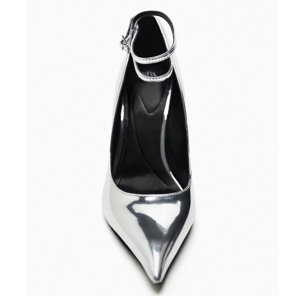 NEW! Zara Silver Metallic Heels - Picture 4 of 13